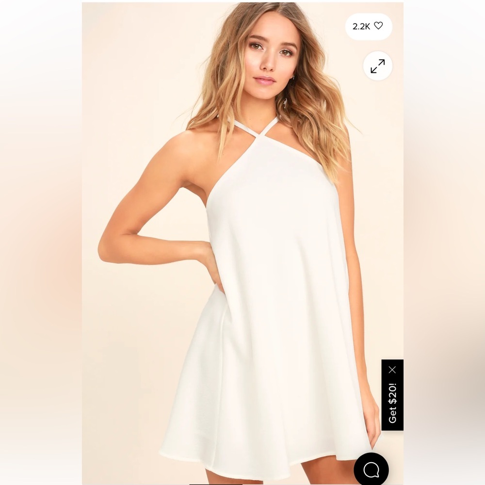 Lulu's Ivory Cross-Strap Halter Mini Dress